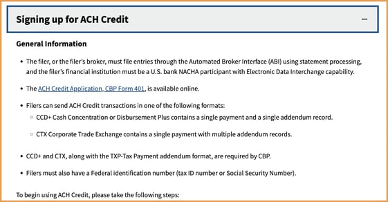 Diagram of the CBP ACH refund processing flow for US Customs