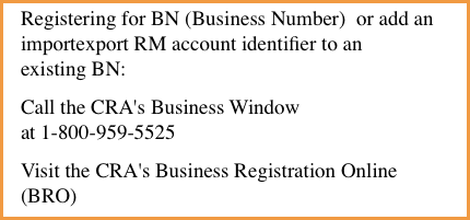 BN number Canada export import