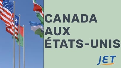 Un groupe de drapeaux internationaux avec le titre “Canada  aux  États Unis 