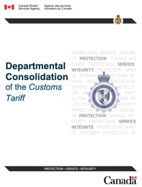 Canadian customs tariff cover page