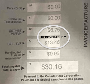 GSTPST import tax recoverable graphic