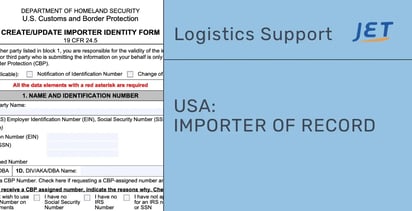 Form 5106 with headline: USA, IMPORTER OF RECORD