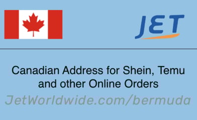Canadian flag and Jetship logo offering a Canadian address