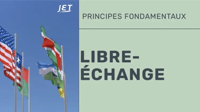 Un groupe de drapeaux internationaux avec le titre “Libre échange