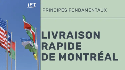 Un groupe de drapeaux internationaux avec le titre “Livraison rapide de Montréal