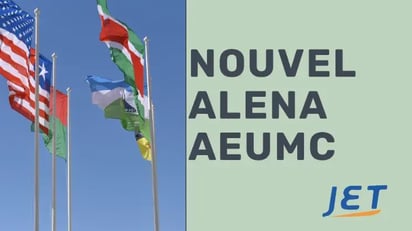 Un groupe de drapeaux internationaux avec le titre “NOUVEL ALENA AEUMC