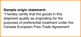 Sample origin Statement CETA