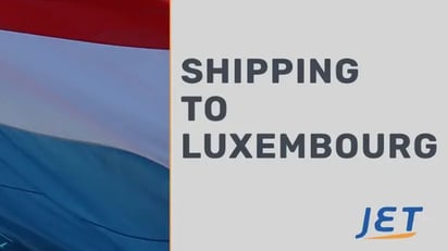 graphic of Luxembourg flag, Jet Worldwide logo and words 
