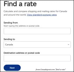 canada post find a rate