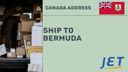 packages in back of truck, Bermuda flag and Jetship logo