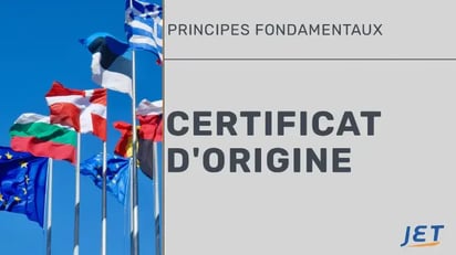 drapeau international avec les mots certificat d'origine 