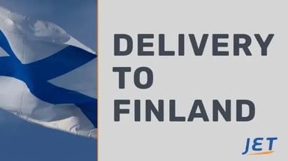 Finland flag with words ship to Finland from Canada