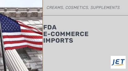 american flag with headline 'FDA E COMMERCE IMPORTS'