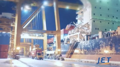 ocean port terminal at night