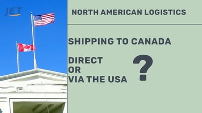 Canada and USA flag on top of building with headline 