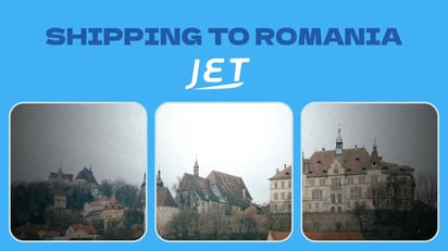 mountain view of castle in Romania with headline 