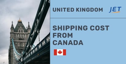 London Bridge with headline: United Kingdom, Shipping cost from Canada
