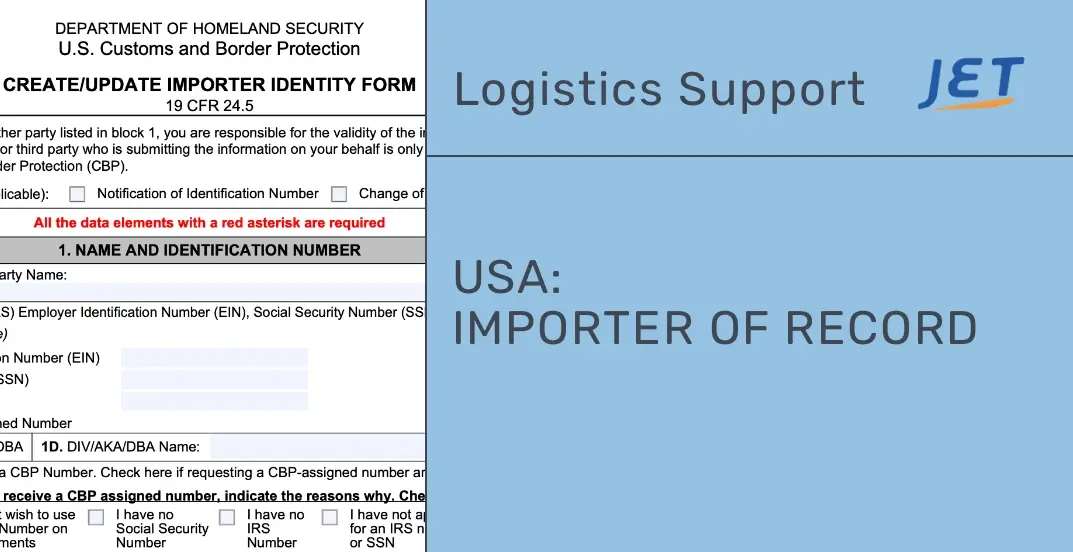 Form 5106 with headline: USA, IMPORTER OF RECORD