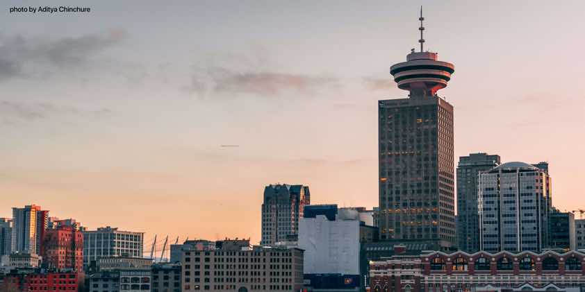 Vancouver skyline at dusk