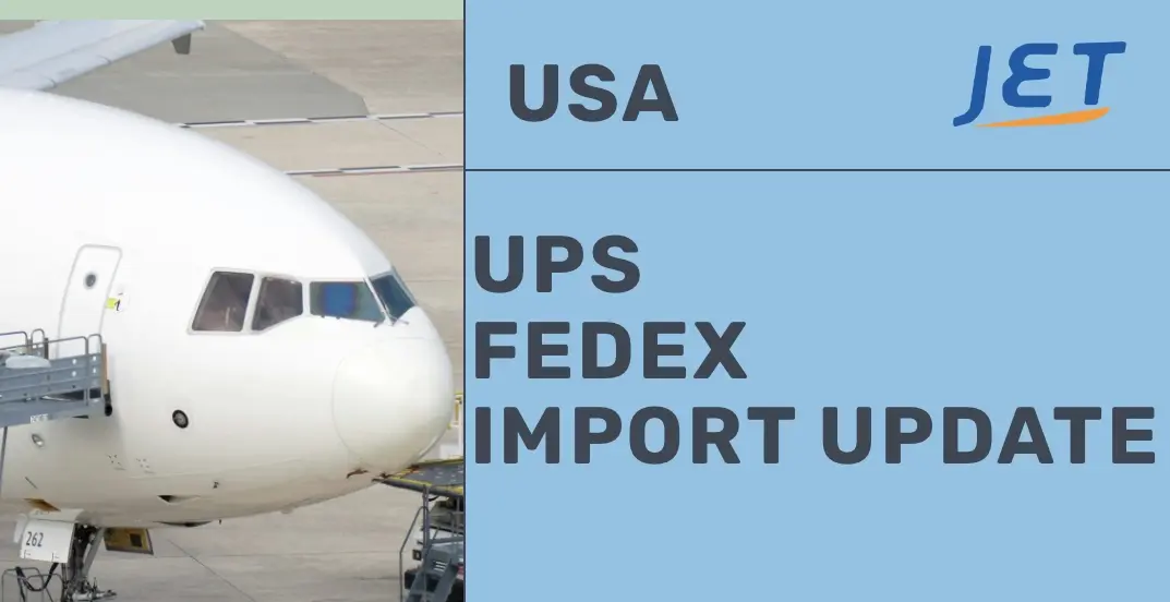nose of cargo plane with headline UPS FedEx import update