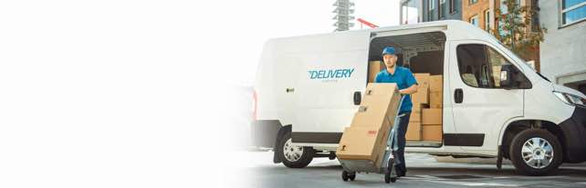 delivery van with driver delivering boxes