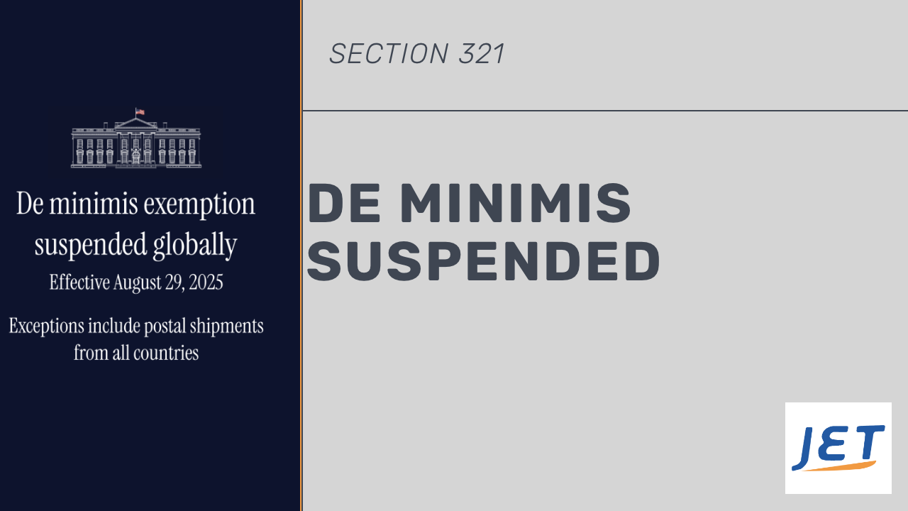 executive order suspending de minimis