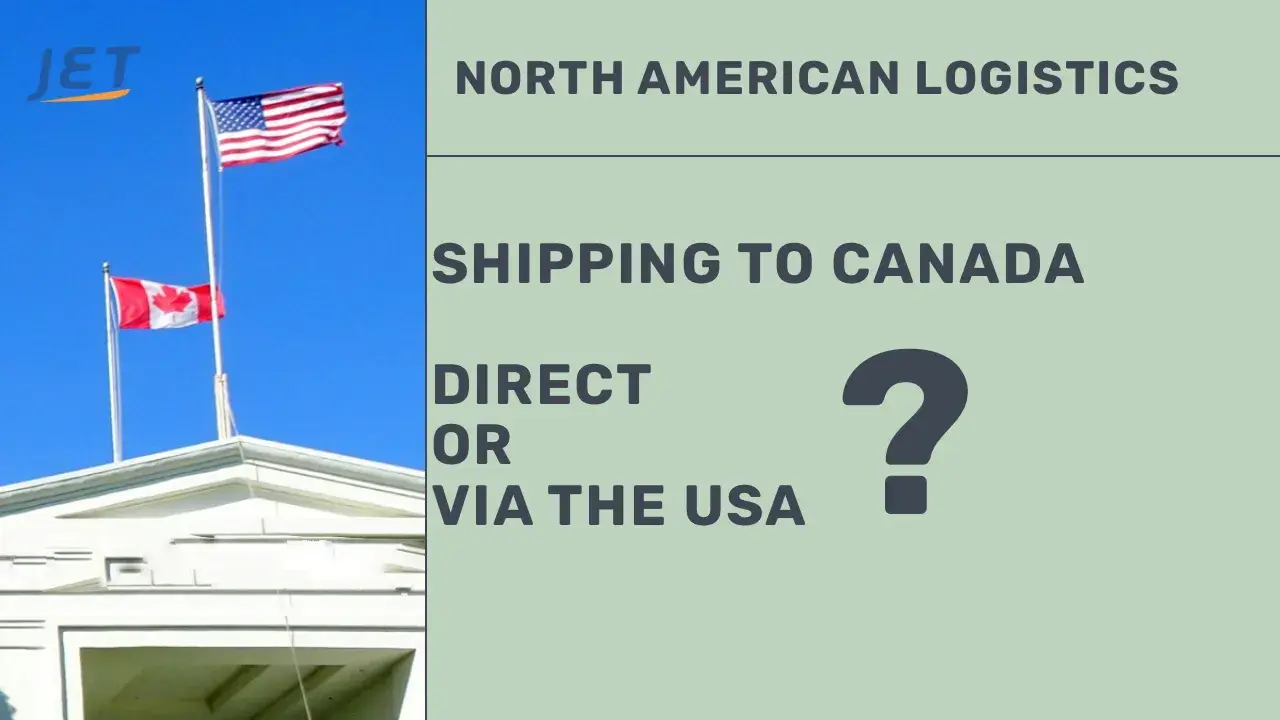 Canada and USA flag on top of building with headline