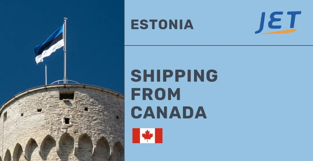 Estonia flag on top of castle tower with headline 
