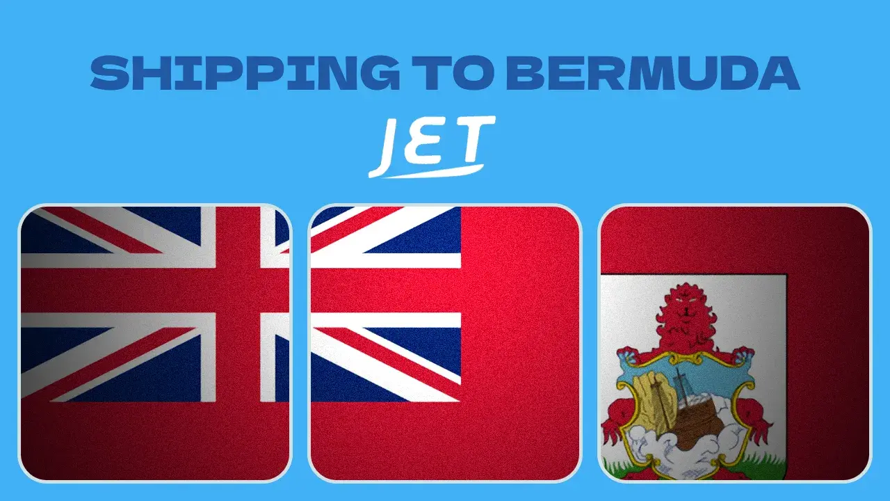 Bermuda flag behind a blue foreground with headline 