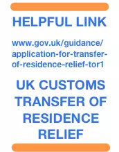 UK PERSONAL EFFECTS LINK CTA 2 square graphic with the words helpful link to UK Customs transfer of relief.