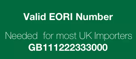 EORI 20UK 20NUMBER 20GRAPHIC a green rectangle with the words EORI UK NUMBER in white