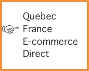 Square graphic with the words Quebec to France e-commerce direct